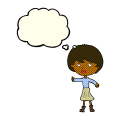 cartoon woman asking question with thought bubble