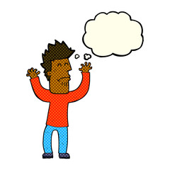 cartoon stressed man with thought bubble