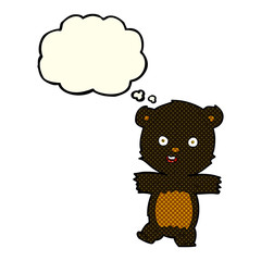 cartoon cute black bear cub with thought bubble