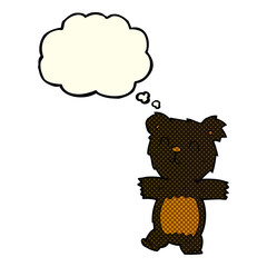 cartoon cute black bear cub with thought bubble