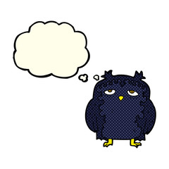 cartoon wise old owl with thought bubble