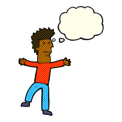cartoon stressed man with thought bubble