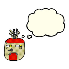 cartoon robot head with thought bubble