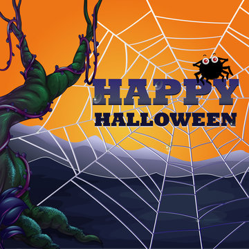 Halloween theme with spider web