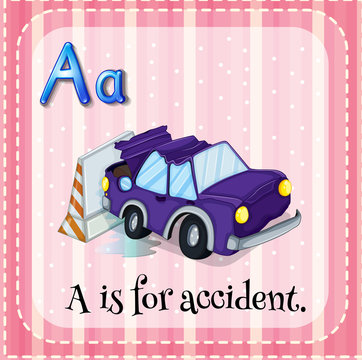 Flashcard alphabet A is for accident