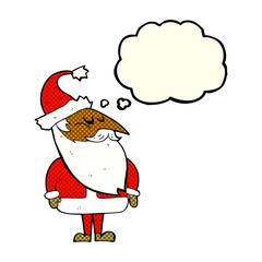 cartoon santa claus with thought bubble