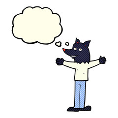 cartoon werewolf with thought bubble