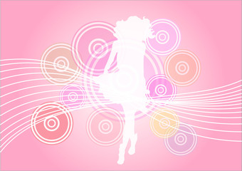 Abstract colorful background with girl above. Vector