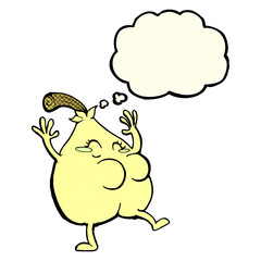 a nice pear cartoon with thought bubble