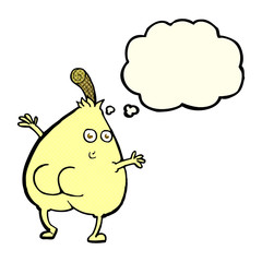 a nice pear cartoon with thought bubble
