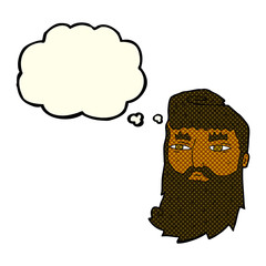 Obraz na płótnie Canvas cartoon bearded man with thought bubble