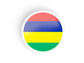 Round sticker with flag of mauritius