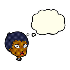 cartoon female zombie head with thought bubble