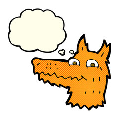 cartoon fox head with thought bubble