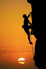 Deurstickers climbing at sunset © adrenalinapura