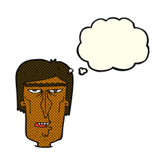 cartoon angry face with thought bubble