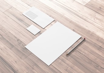 Briefpapier Visitenkarte Kuvert mit Bleistift auf Holz