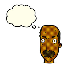 cartoon annoyed old man with thought bubble