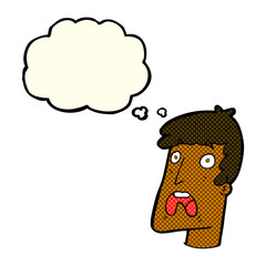 cartoon shocked man with thought bubble
