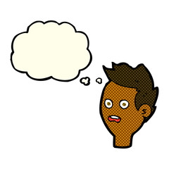 cartoon shocked man with thought bubble