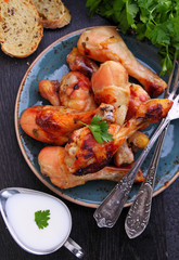 baked chicken legs marinated in mint
