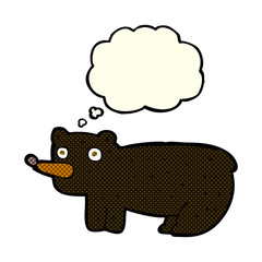 funny cartoon black bear with thought bubble