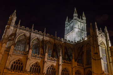 ENGLAND, BATH - 20 SEPTEMBER 2015: Bath Abbey by night B