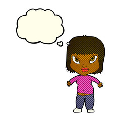 cartoon overweight woman with thought bubble