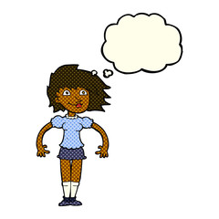Obraz na płótnie Canvas cartoon happy woman with thought bubble