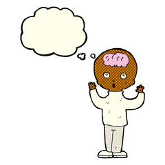 cartoon genius with thought bubble
