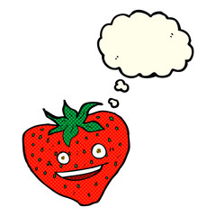 cartoon strawberry with thought bubble