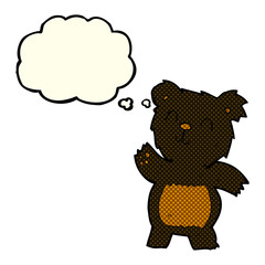 cartoon black bear with thought bubble
