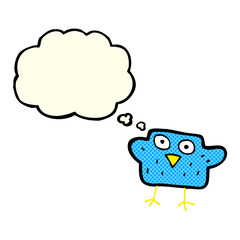Naklejka premium cartoon bird with thought bubble