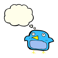 cartoon bluebird with thought bubble