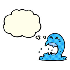 cartoon gross ghost with thought bubble