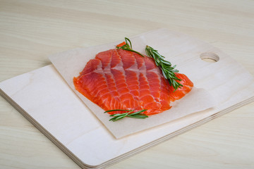 Sliced salmon