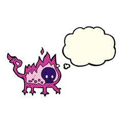 cartoon little imp with thought bubble