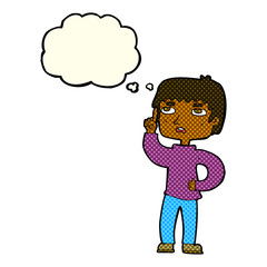 Obraz premium cartoon boy with question with thought bubble
