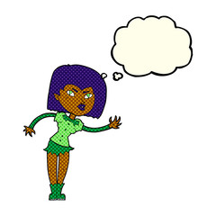 cartoon vampire girl with thought bubble