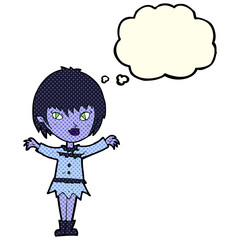 cartoon vampire girl with thought bubble