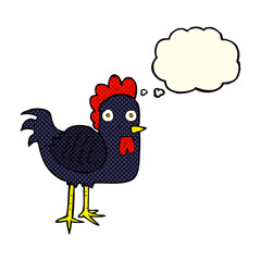 cartoon chicken with thought bubble