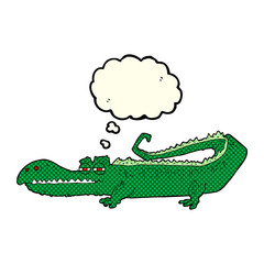 Obraz premium cartoon crocodile with thought bubble