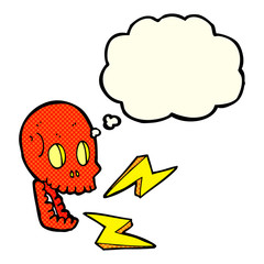 cartoon crazy skull with thought bubble