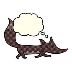 cartoon little wolf with thought bubble
