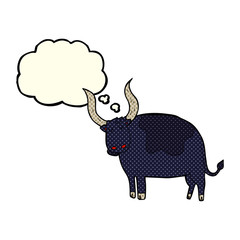 cartoon ox with thought bubble