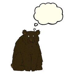 cartoon funny black bear with thought bubble
