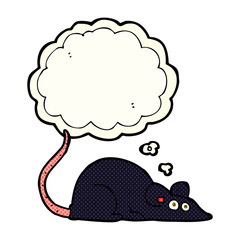 cartoon black rat with thought bubble