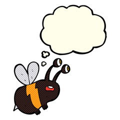 cartoon frightened bee with thought bubble