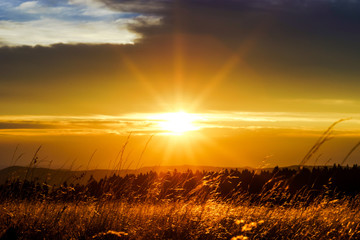 Beautiful sunset panoramic view, Alsace