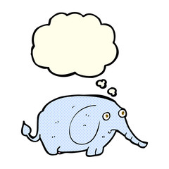 cartoon sad little elephant with thought bubble